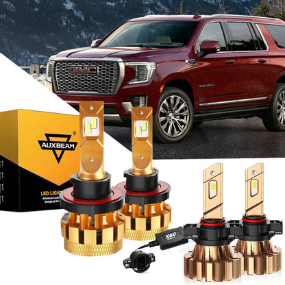 For 2007-2014 GMC Yukon F-16 Plus Series Built-in Canbus Automotive Grade 14000LM LED Light Bulbs High Low Beam Bundle