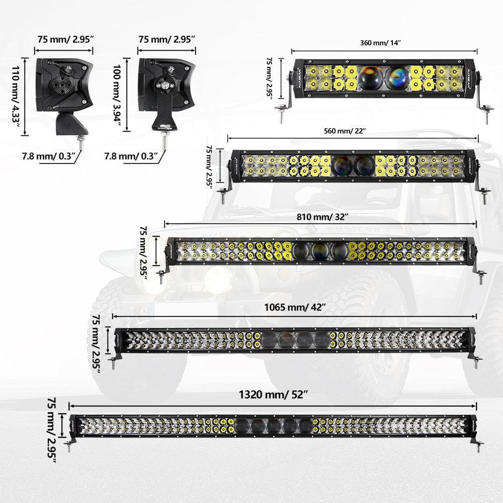 12"/22"/32"/42"/52" 5D-PRO Series LED Light Bar with 5D Projectors For 2015 Chevy Silverado
