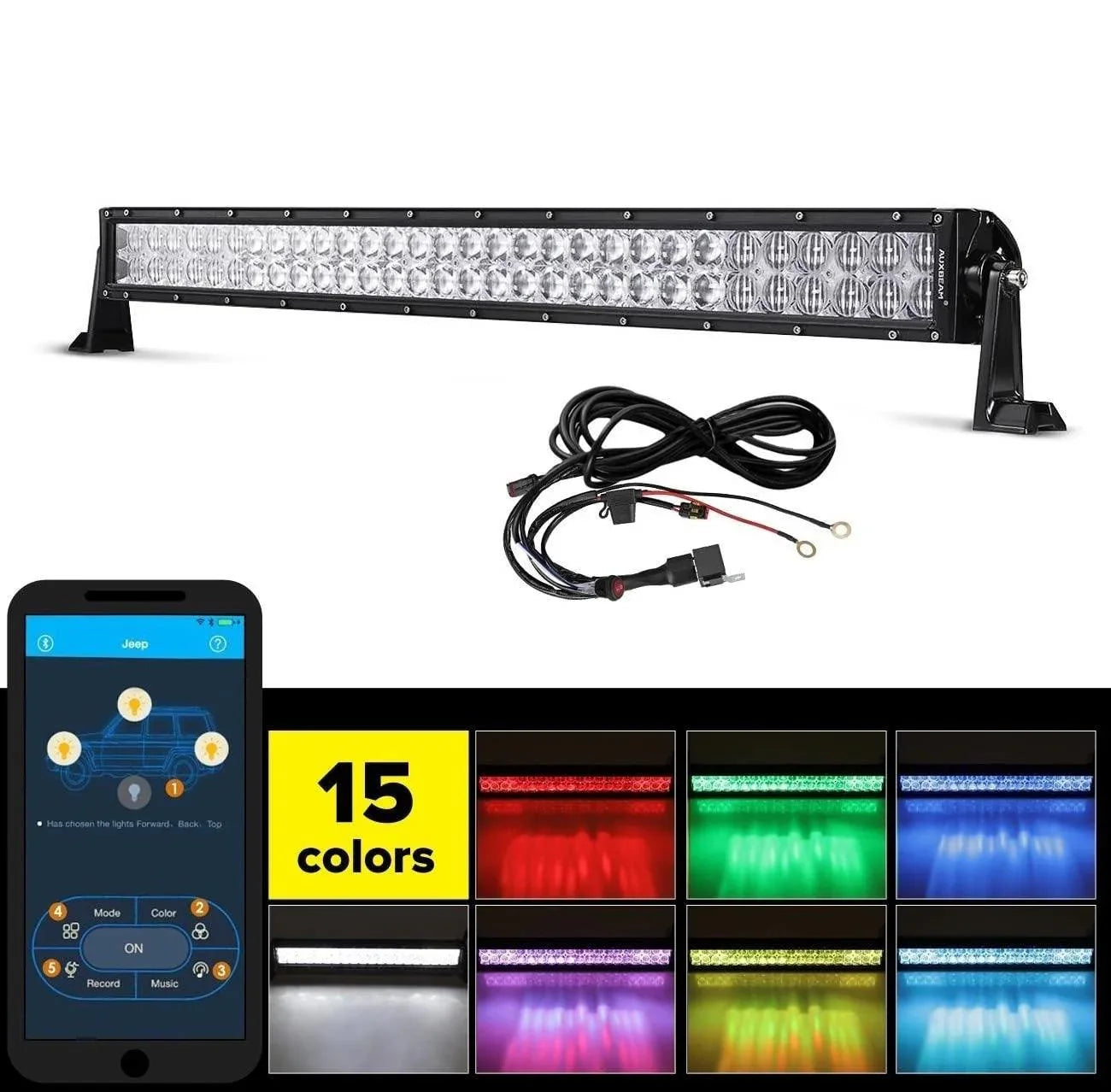 V-Series RGB Straight/Curved 5D lens Combo Beam Double Row LED Light Bar for Chevy Tahoe