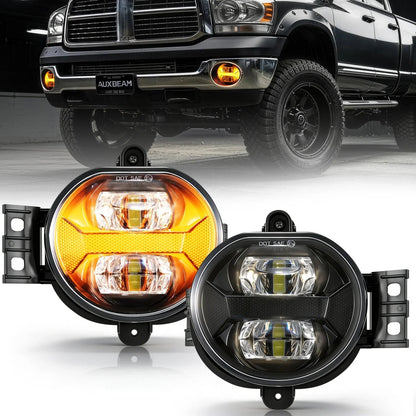 Upgrade 70W LED Fog Lights with Amber DRL for Dodge Ram 1500 2002-2008/Dodge Ram 2500 3500 2003-2009/Durango 2004-2006