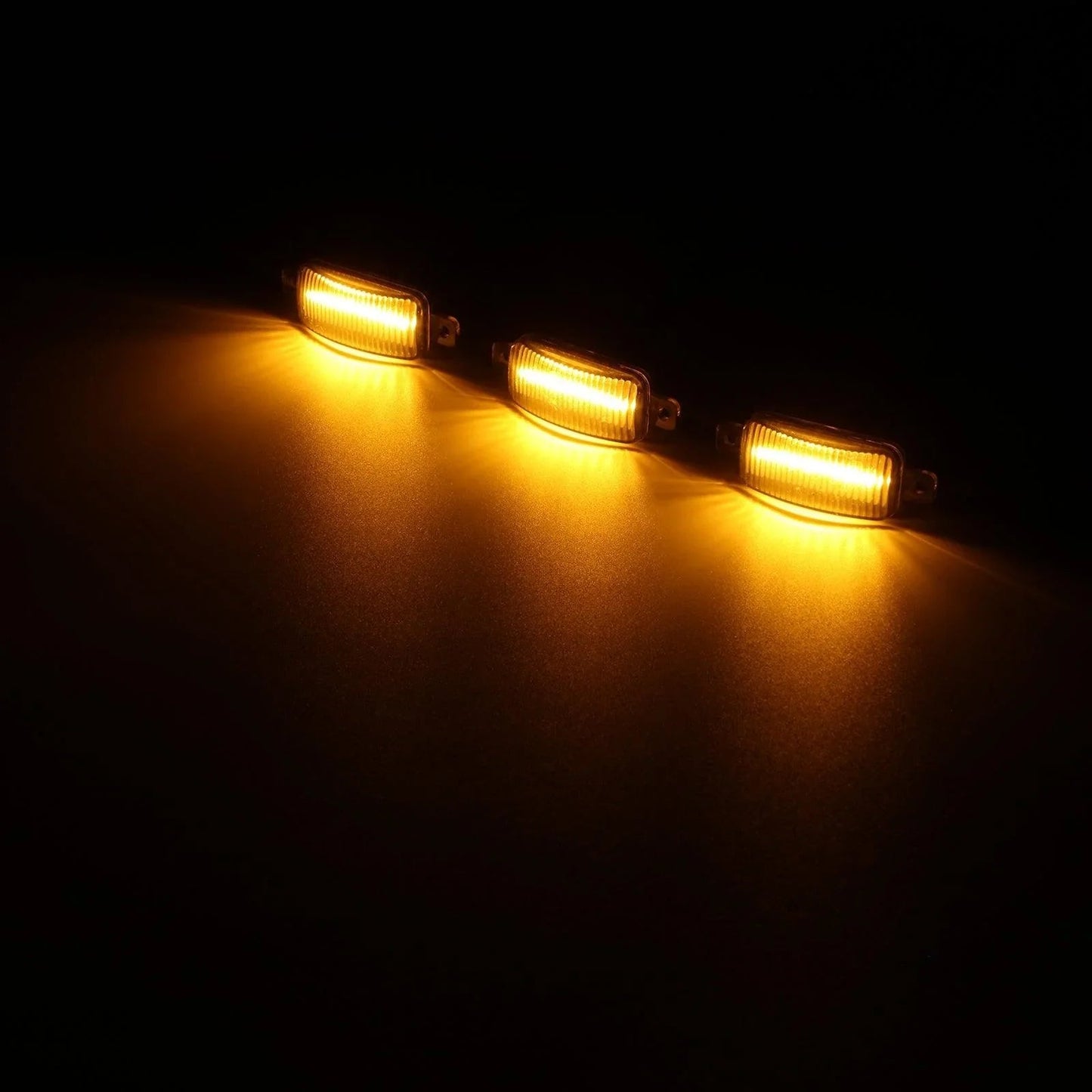 (3pcs/set)  LED Front Grille Lights Raptor Style Amber Light Fit for Ford F150 F250 F350 (Amber shell/ Smoked shell）