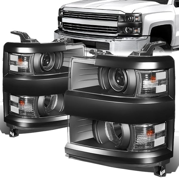 Headlight Assembly Compatible with Chevy Silverado 2500 3500 HD 2015-2019 Left Right Factory Style Headlamp Set Chrome Housing Clear LensGM2502416 GM2503416 23172788|B0D5YDGDRG