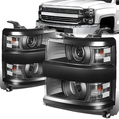 Headlight Assembly Compatible with Chevy Silverado 2500 3500 HD 2015-2019 Left Right Factory Style Headlamp Set Chrome Housing Clear LensGM2502416 GM2503416 23172788|B0D5YDGDRG