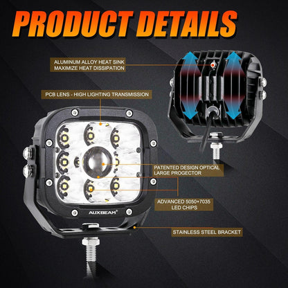 5 Inch 110W White/Amber Spot Light LED Driving Lights for Dodge Ram 1500/2500/3500