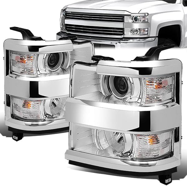Headlight Assembly Compatible with Chevy Silverado 2500 3500 HD 2015-2019 Left Right Factory Style Headlamp Set Chrome Housing Clear LensGM2502416 GM2503416 23172788|B0D5YDGDRG