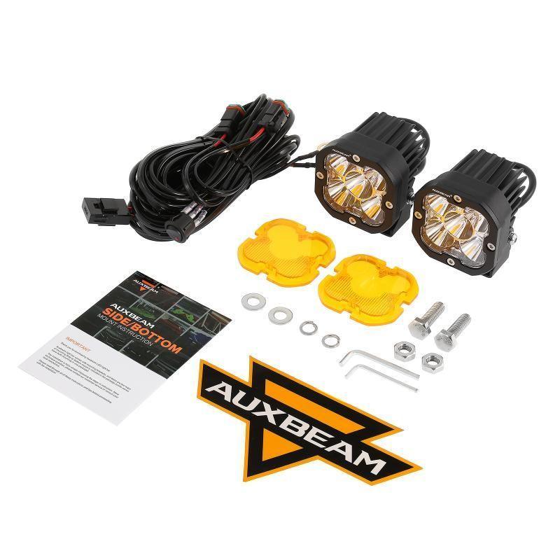 3 Inch LED Pods Lights with Additional Amber Covers & Dual Fog lights Hidden Bumper Mount Bracket for Dodge Ram 2500 3500 2010-2017
