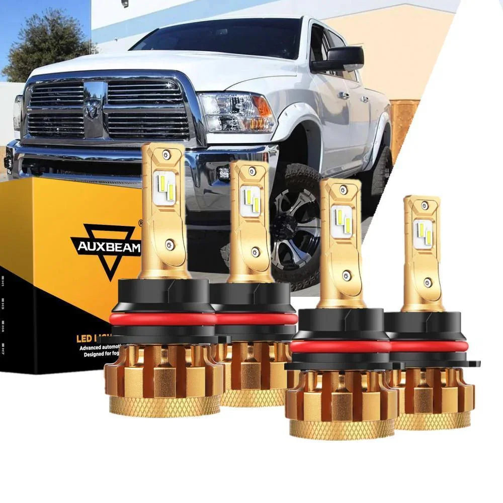 For 2000-2001 Dodge Ram 3500(with 4 headlamps) F-16 Plus Series Built-in Canbus Automotive Grade 14000LM LED Light Bulbs High Low Beam Bundle
