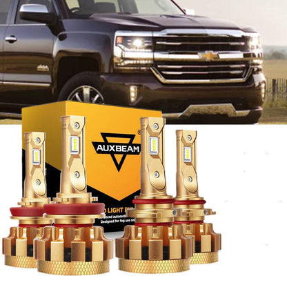 For 2007-2019 Chevrolet Silverado 2500 HD F-16 Plus Series Built-in Canbus Automotive Grade 14000LM LED Light Bulbs High Low Beam Bundle