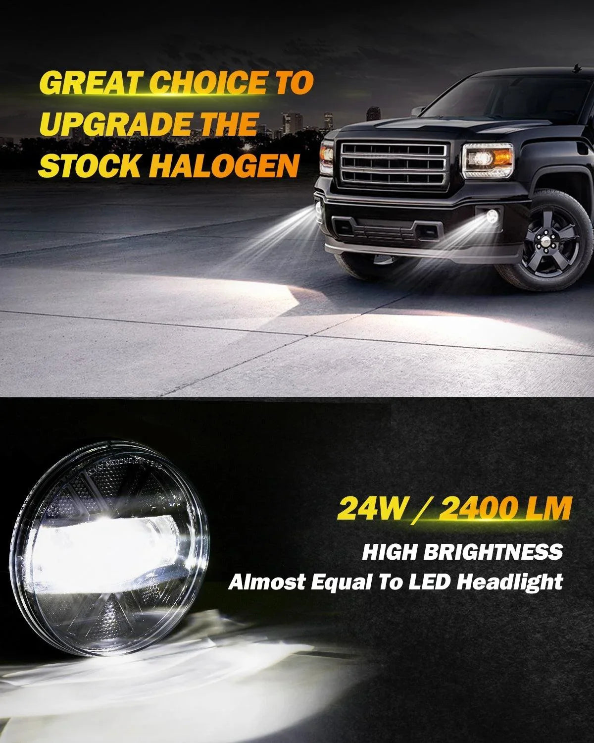 (2pcs/set) 48W LED Fog Lights DOT Approved For 2007-2013 GMC Sierra 1500 / 2007-2014 Sierra 2500HD 3500HD (Black)
