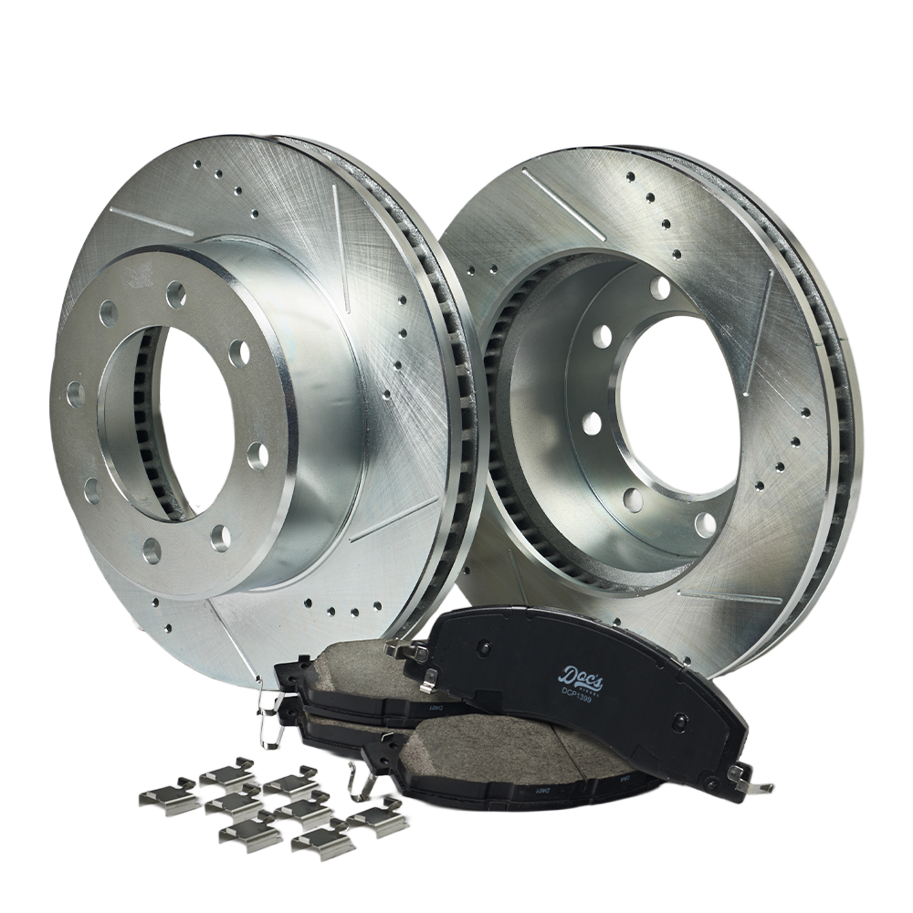Doc's Diesel RAM 6.7L Cummins 2500/3500 Ceramic Front Brake Pads + Drilled and Slotted Front Rotors Kit 2009-2018