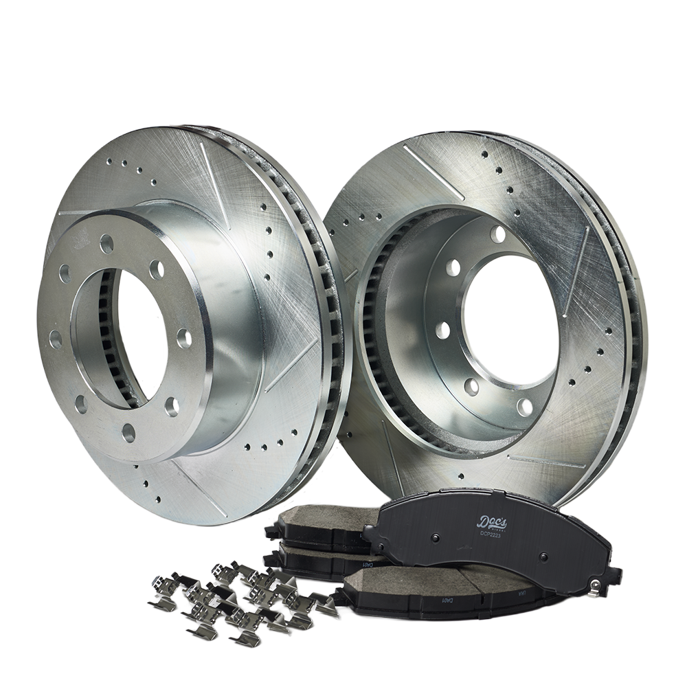 Doc's Diesel RAM 6.7L Cummins 2500/3500 Ceramic Front Brake Pads + Drilled and Slotted Front Rotors Kit 2019-2024