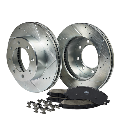 Doc's Diesel RAM 6.7L Cummins 2500/3500 Ceramic Front Brake Pads + Drilled and Slotted Front Rotors Kit 2019-2024