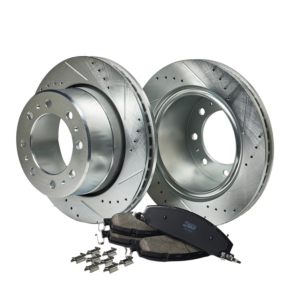 Doc's Diesel RAM 6.7L Cummins 2500/3500 Ceramic Rear Brake Pads + Drilled and Slotted Rear Rotors Kit 2009-2018