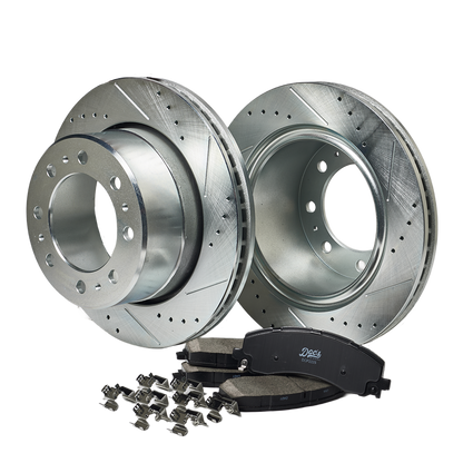 Doc's Diesel RAM 6.7L Cummins 2500/3500 SRW Ceramic Rear Brake Pads + Drilled and Slotted Rear Rotors Kit 2019-2024