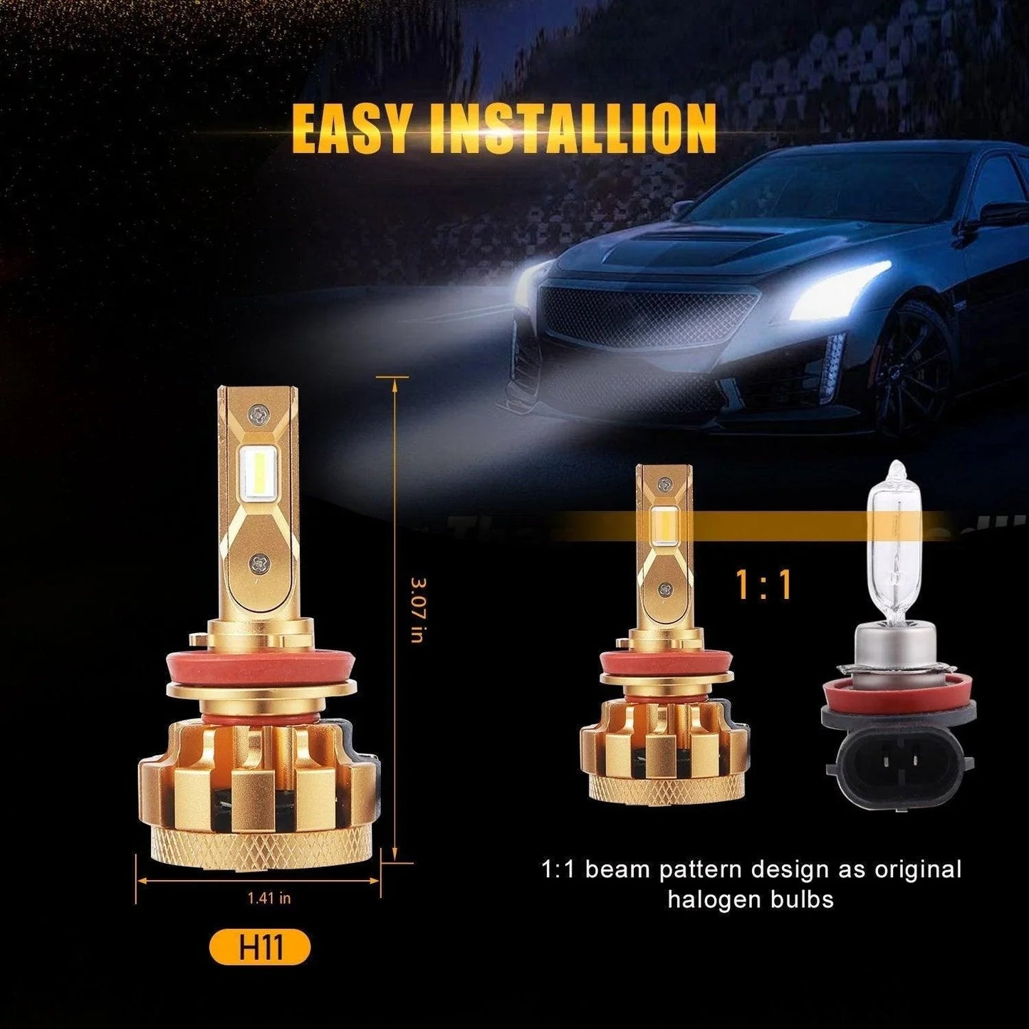 FOR 2007-2019 Chevrolet Silverado 1500 2500 3500 9005+H11+5202 High Low Beam Fog Light Combo F-16 Plus Series Automotive Grade 28000LM LED Light Bulbs