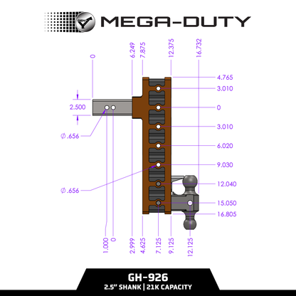 The MEGA-DUTY 21K Drop Hitch (2 ½" Shank)