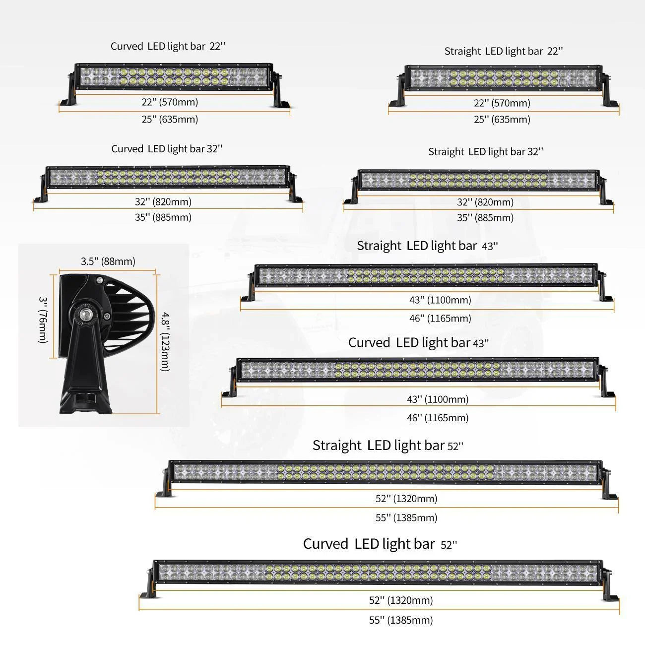 V-Series RGB Straight/Curved 5D lens Combo Beam Double Row LED Light Bar for Chevy Tahoe