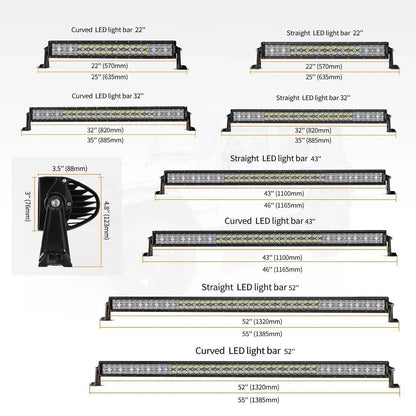 V-Series RGB Straight/Curved 5D lens Combo Beam Double Row LED Light Bar for Chevy Tahoe