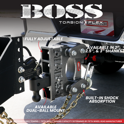 The BOSS 21K (Torsion-Flex) Drop Hitch (2 ½" or 3" Shank)