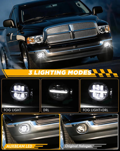 Upgrade 72W LED Fog Lights DOT Approved with DRL for Dodge Ram 1500 2002-2008 /Dodge Ram 2500 3500 2003-2009 /Durango 2004-2006