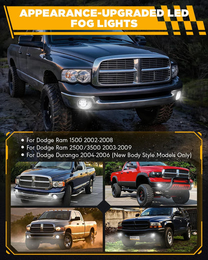 Upgrade 72W LED Fog Lights DOT Approved with DRL for Dodge Ram 1500 2002-2008 /Dodge Ram 2500 3500 2003-2009 /Durango 2004-2006