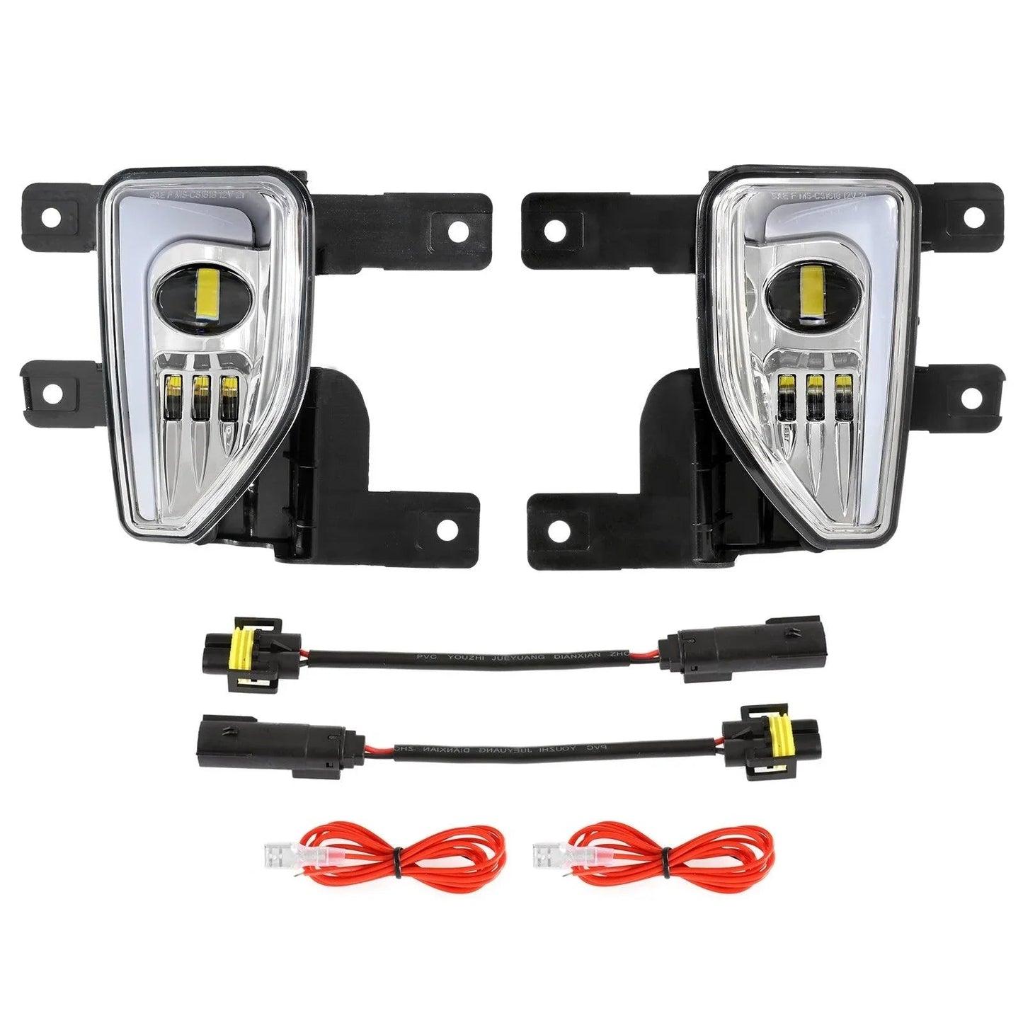 (2pcs/set) 45W DOT Approved LED Fog Lights with DRL for 2016-2018 Chevy Silverado 1500 (Chrome)